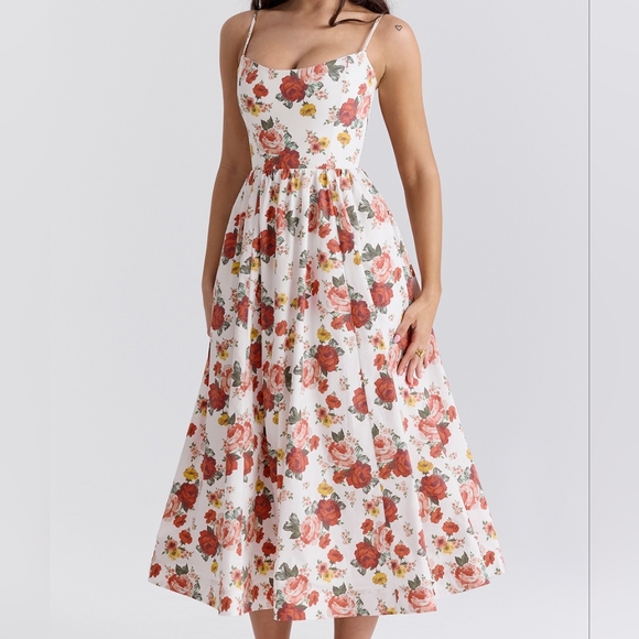 House of CB Dresses & Skirts - HOUSE OF CB 'Lolita' Italian Rose Print Cotton Corset Sundress